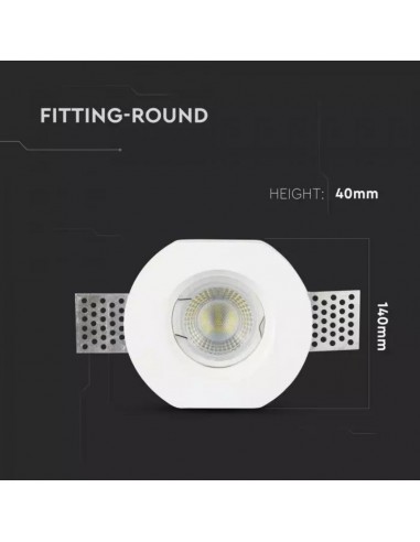 3650-Portafaretto LED da Incasso Rotondo GU e GU MR Corpo in Gesso Bianco-3