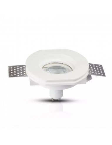 3650-Portafaretto LED da Incasso Rotondo GU e GU MR Corpo in Gesso Bianco-5