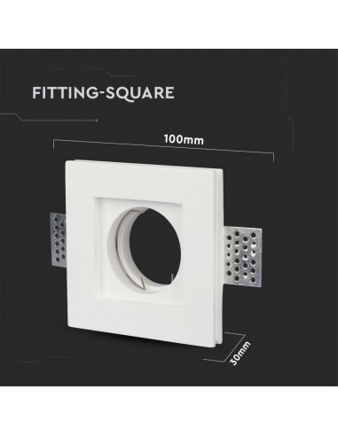 3651-Portafaretto LED da Incasso Quadrato GU e GU MR Corpo in Gesso Bianco-6
