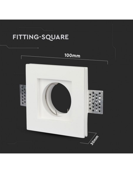 3651-Portafaretto LED da Incasso Quadrato GU e GU MR Corpo in Gesso Bianco-6