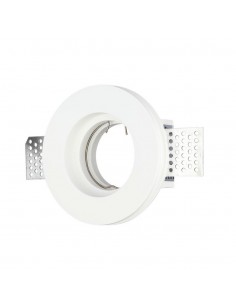 3652-Portafaretto LED da Incasso Rotondo GU e GU MR Corpo in Gesso Bianco-1