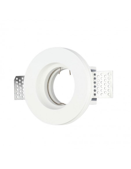 3652-Portafaretto LED da Incasso Rotondo GU e GU MR Corpo in Gesso Bianco-1