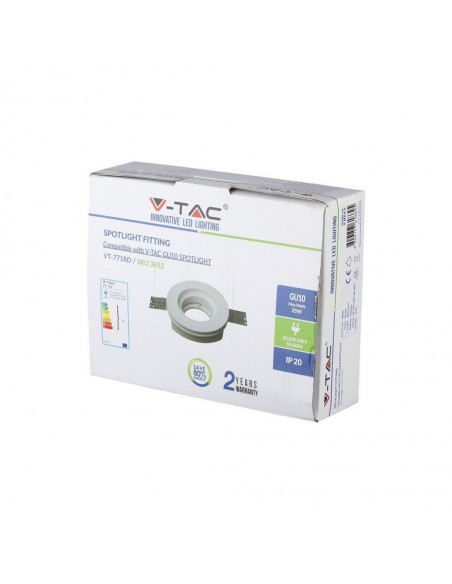 3652-Portafaretto LED da Incasso Rotondo GU e GU MR Corpo in Gesso Bianco-2