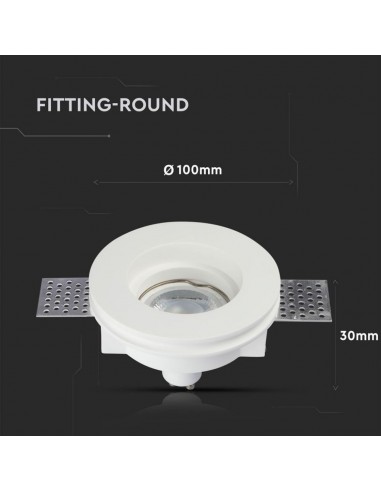 3652-Portafaretto LED da Incasso Rotondo GU e GU MR Corpo in Gesso Bianco-3