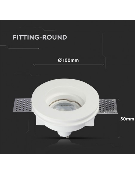 3652-Portafaretto LED da Incasso Rotondo GU e GU MR Corpo in Gesso Bianco-3