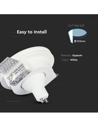 3652-Portafaretto LED da Incasso Rotondo GU e GU MR Corpo in Gesso Bianco-6