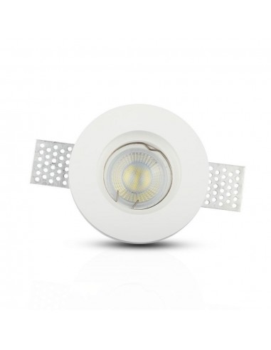 3652-Portafaretto LED da Incasso Rotondo GU e GU MR Corpo in Gesso Bianco-7