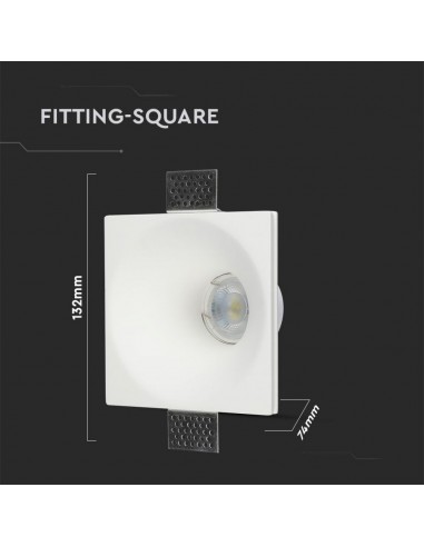 3653-Portafaretto LED da Incasso Quadrato GU e GU MR Corpo in Gesso Bianco-3