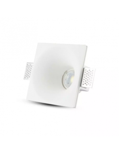 3653-Portafaretto LED da Incasso Quadrato GU e GU MR Corpo in Gesso Bianco-5