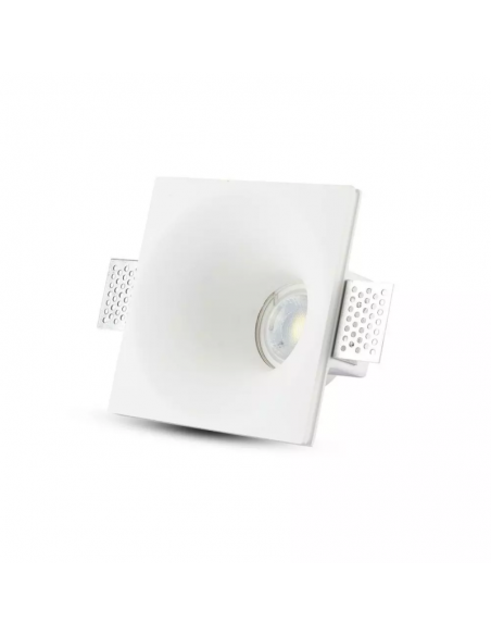 3653-Portafaretto LED da Incasso Quadrato GU e GU MR Corpo in Gesso Bianco-5