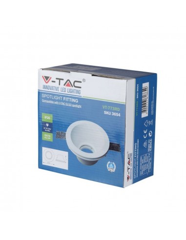 3654-Portafaretto LED da Incasso Rotondo GU e GU MR Corpo in Gesso Bianco-2