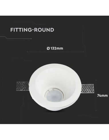 3654-Portafaretto LED da Incasso Rotondo GU e GU MR Corpo in Gesso Bianco-3