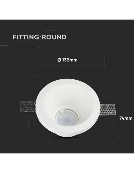 3654-Portafaretto LED da Incasso Rotondo GU e GU MR Corpo in Gesso Bianco-3