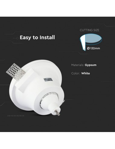 3654-Portafaretto LED da Incasso Rotondo GU e GU MR Corpo in Gesso Bianco-6