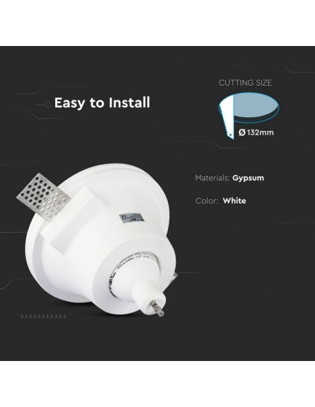 3654-Portafaretto LED da Incasso Rotondo GU e GU MR Corpo in Gesso Bianco-6