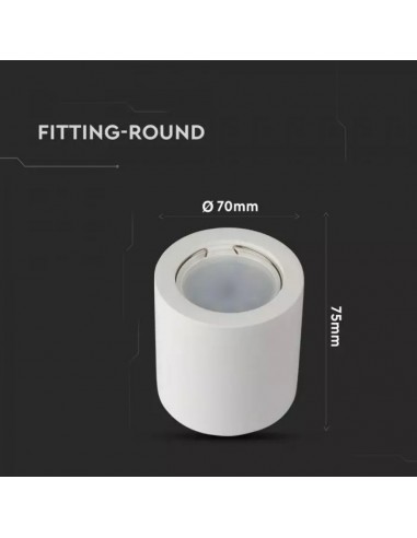 3665-Portafaretto LED Montaggio a Plafone Rotondo GU e GU MR Corpo in Gesso Bianco-3