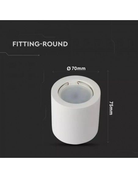3665-Portafaretto LED Montaggio a Plafone Rotondo GU e GU MR Corpo in Gesso Bianco-3