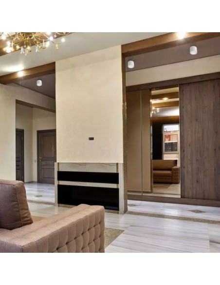 3665-Portafaretto LED Montaggio a Plafone Rotondo GU e GU MR Corpo in Gesso Bianco-4