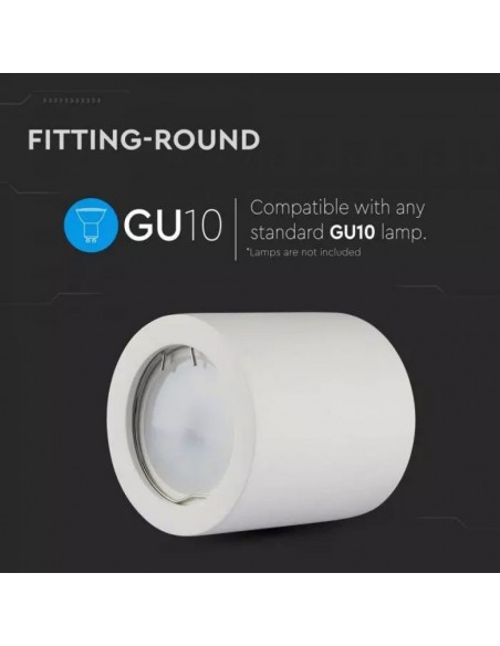 3665-Portafaretto LED Montaggio a Plafone Rotondo GU e GU MR Corpo in Gesso Bianco-5