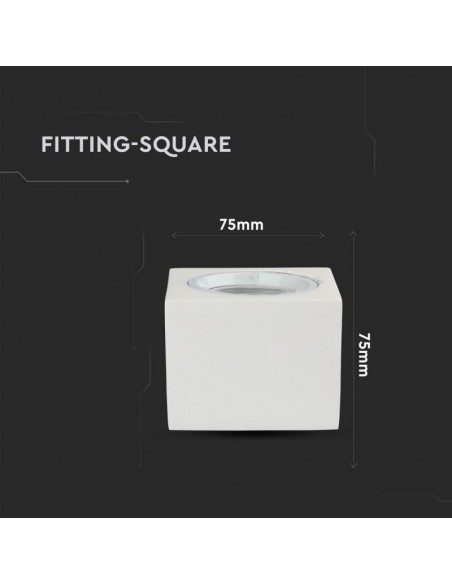 3666-Portafaretto LED Montaggio a Plafone Quadrato GU e GU MR Corpo in Gesso Bianco-3