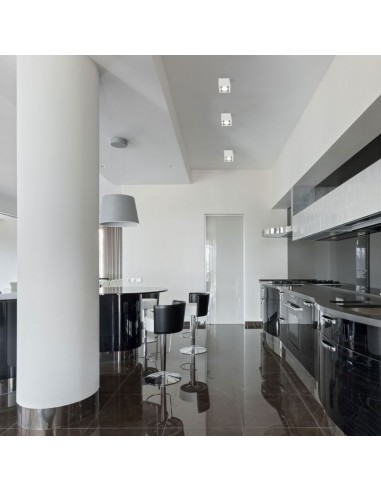 3666-Portafaretto LED Montaggio a Plafone Quadrato GU e GU MR Corpo in Gesso Bianco-4