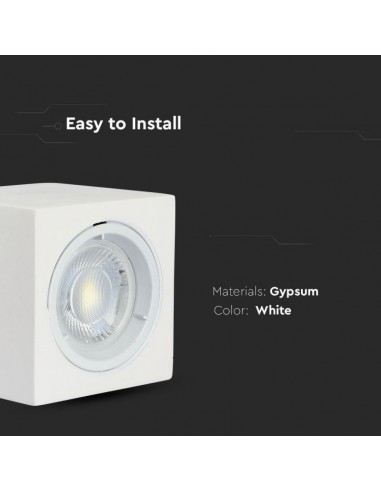 3666-Portafaretto LED Montaggio a Plafone Quadrato GU e GU MR Corpo in Gesso Bianco-7