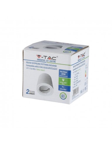 3667-Portafaretto LED Montaggio a Plafone Rotondo GU e GU MR Corpo in Gesso Bianco-2