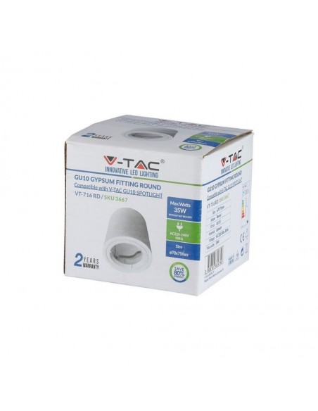 3667-Portafaretto LED Montaggio a Plafone Rotondo GU e GU MR Corpo in Gesso Bianco-2