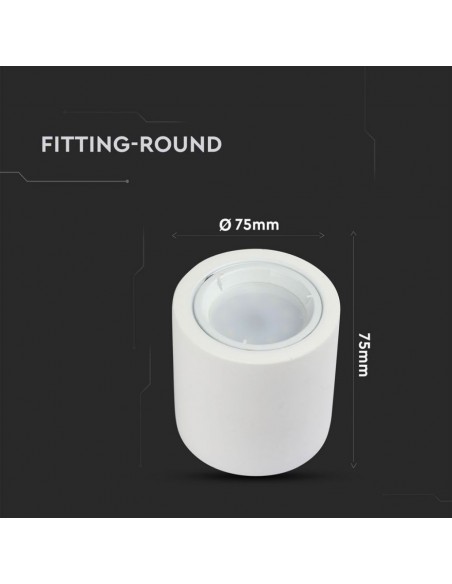 3667-Portafaretto LED Montaggio a Plafone Rotondo GU e GU MR Corpo in Gesso Bianco-3