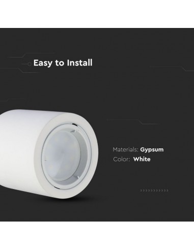 3667-Portafaretto LED Montaggio a Plafone Rotondo GU e GU MR Corpo in Gesso Bianco-5