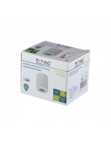 3669-Portafaretto LED Montaggio a Plafone Rotondo GU e GU MR Corpo in Alluminio Colore Bianco IP-2