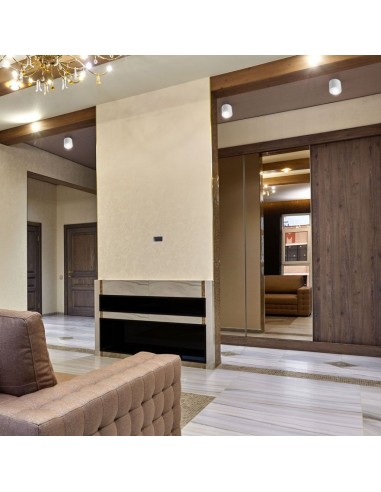 3669-Portafaretto LED Montaggio a Plafone Rotondo GU e GU MR Corpo in Alluminio Colore Bianco IP-4