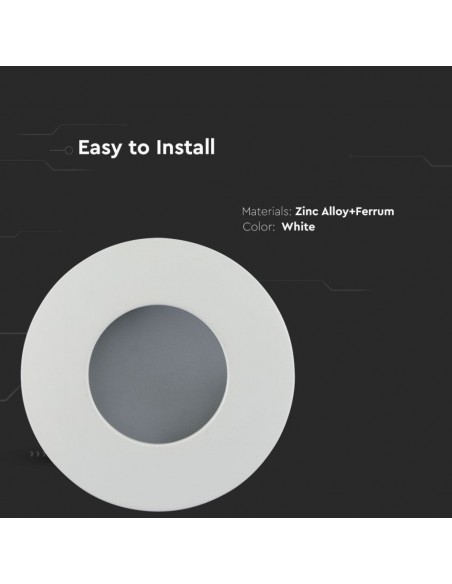 3669-Portafaretto LED Montaggio a Plafone Rotondo GU e GU MR Corpo in Alluminio Colore Bianco IP-7