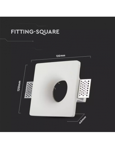 3674-Portafaretto LED da Incasso Quadrato GU e GU MR Corpo in Gesso Bianco-3