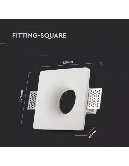 3674-Portafaretto LED da Incasso Quadrato GU e GU MR Corpo in Gesso Bianco-3