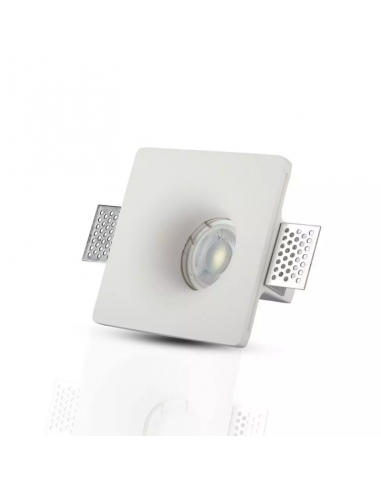 3674-Portafaretto LED da Incasso Quadrato GU e GU MR Corpo in Gesso Bianco-6