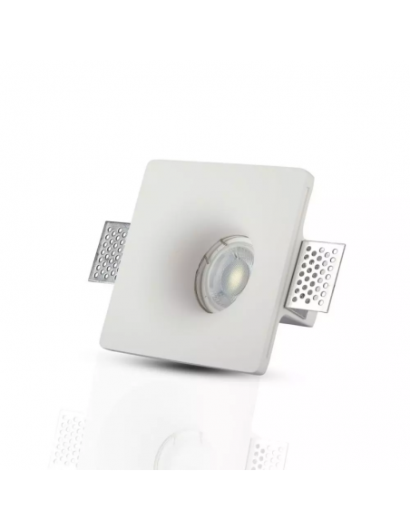 3674-Portafaretto LED da Incasso Quadrato GU e GU MR Corpo in Gesso Bianco-6