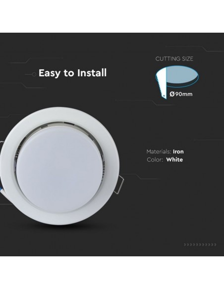 3675-Portafaretto LED da Incasso Rotondo GX Colore Bianco-6