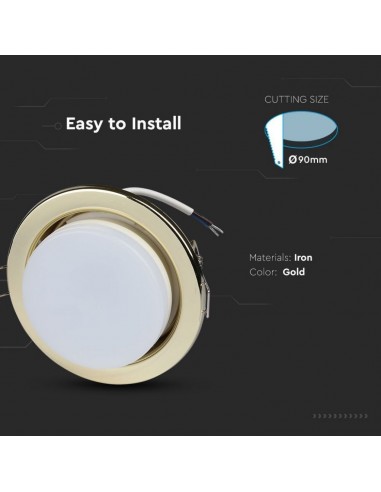 3676-Portafaretto LED da Incasso Rotondo GX Colore Oro-6