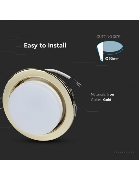 3676-Portafaretto LED da Incasso Rotondo GX Colore Oro-6