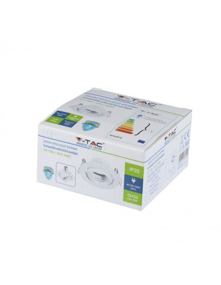 3689-Portafaretto LED da Incasso Rotondo GU e GU MR Colore Bianco Orientabile-2