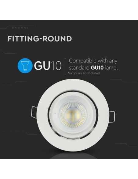 3689-Portafaretto LED da Incasso Rotondo GU e GU MR Colore Bianco Orientabile-5