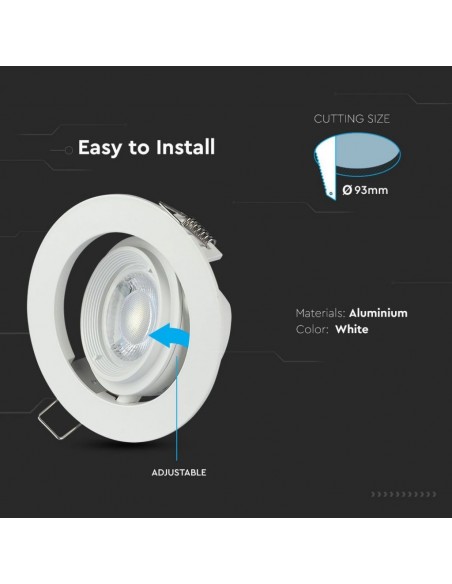 3689-Portafaretto LED da Incasso Rotondo GU e GU MR Colore Bianco Orientabile-6