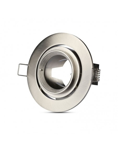 3690-Portafaretto LED da Incasso Rotondo GU e GU MR Colore Nichel Satinato Orientabile-1