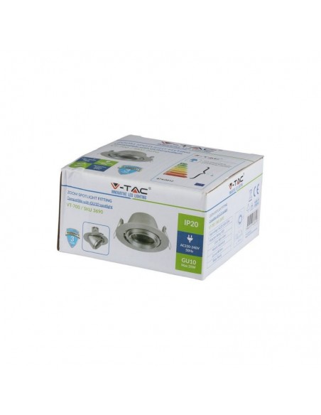 3690-Portafaretto LED da Incasso Rotondo GU e GU MR Colore Nichel Satinato Orientabile-2