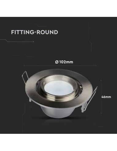 3690-Portafaretto LED da Incasso Rotondo GU e GU MR Colore Nichel Satinato Orientabile-3