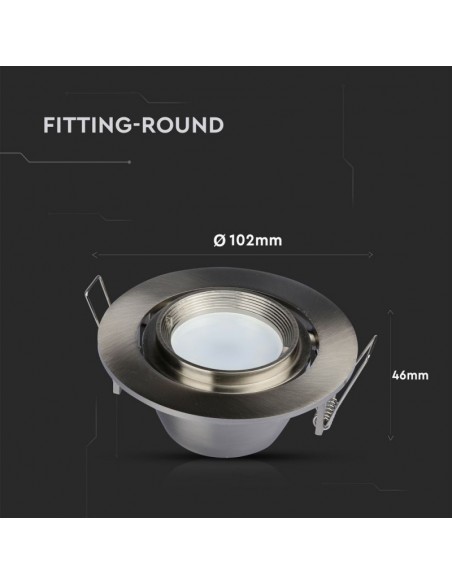 3690-Portafaretto LED da Incasso Rotondo GU e GU MR Colore Nichel Satinato Orientabile-3