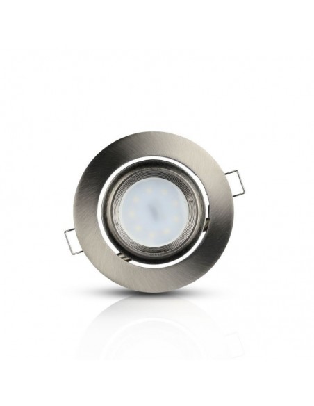 3690-Portafaretto LED da Incasso Rotondo GU e GU MR Colore Nichel Satinato Orientabile-5