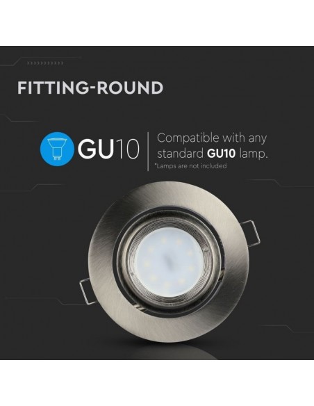 Portafaretto LED da Incasso Rotondo GU10 e GU5.3 (MR16) Nichel Satinato Orientabile
