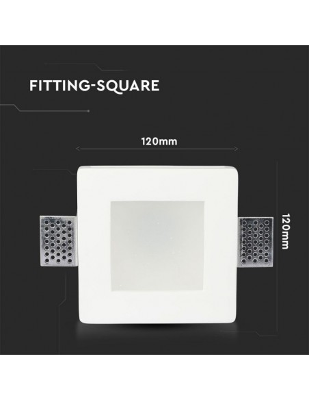 Portafaretto LED Montaggio a Incasso Quadrato GU10 e GU5.3 (MR16) Corpo in Gesso Copertura Satinata